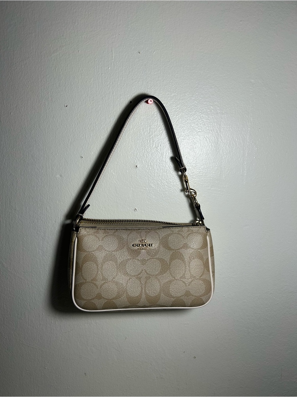 Coach Beige/Tan Signature Mini Wristlet - Picture 2 of 8